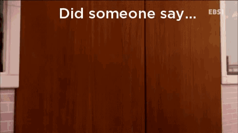 a wooden cabinet with the words did someone say written on it