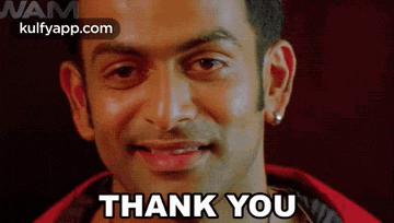 a close up of a man 's face with the words thank you written below him .