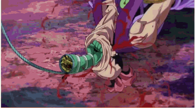a cartoon of a person with blood coming out of their hand