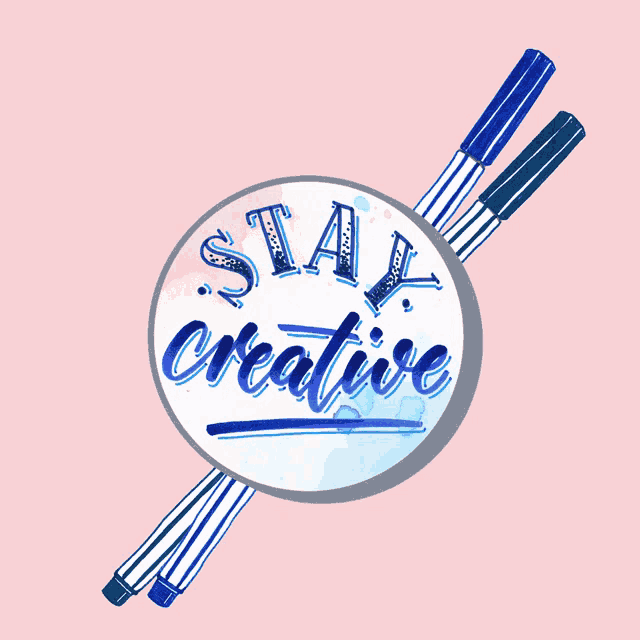 a pink background with a circle that says stay creative on it