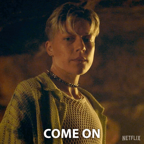 a woman in a green sweater says come on in a netflix ad