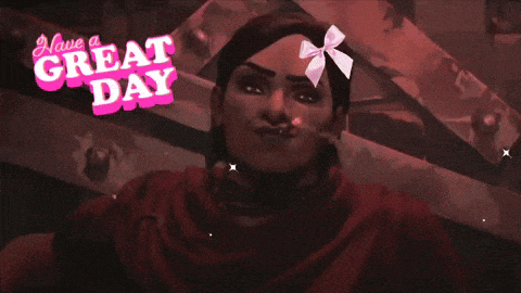a woman with a bow on her head and the words have a great day above her