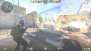 a screenshot of a video game showing a soldier aiming a gun