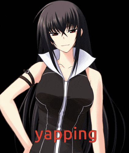a picture of a girl with the word yapping in red letters