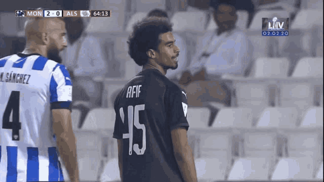 a soccer player with the number 45 on the back of his shirt