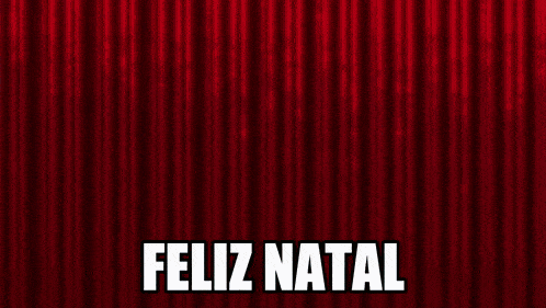 a red curtain with a cartoon dog behind it and the words feliz natal