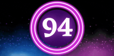 the number 94 is in a purple circle on a dark background .