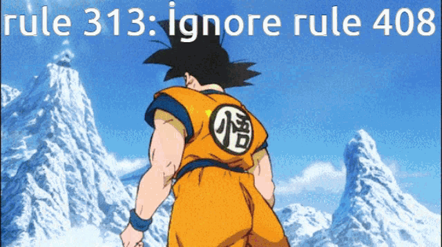 a picture of a cartoon character with the words rule 313 ignore rule 408 below it