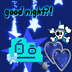 a blue background with a skull and crossbones says good night