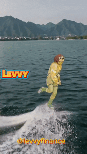 a picture of a person riding a jet ski with the name levvy on the bottom