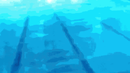 a blue and white background with a shadow of a person on it