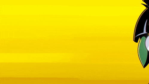 a cartoon character with glasses and a bun on his head is smiling on a yellow background