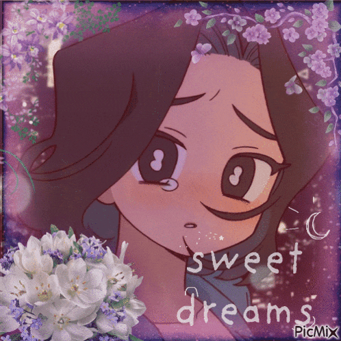 a picture of a girl with the words sweet dreams written on it