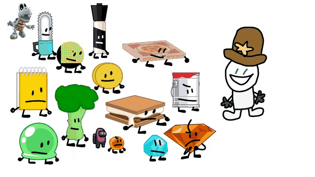 a group of cartoon characters with one wearing a cowboy hat and a diamond