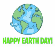 a cartoon of a globe with the words happy earth day below it