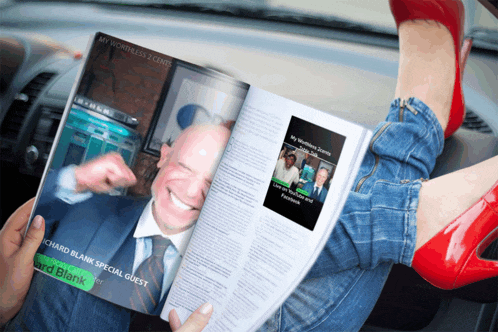 a magazine is open to a page that says richard blank