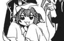 a black and white drawing of a couple of anime characters .