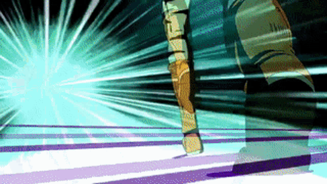 a cartoon drawing of a person with a light coming out of their hand
