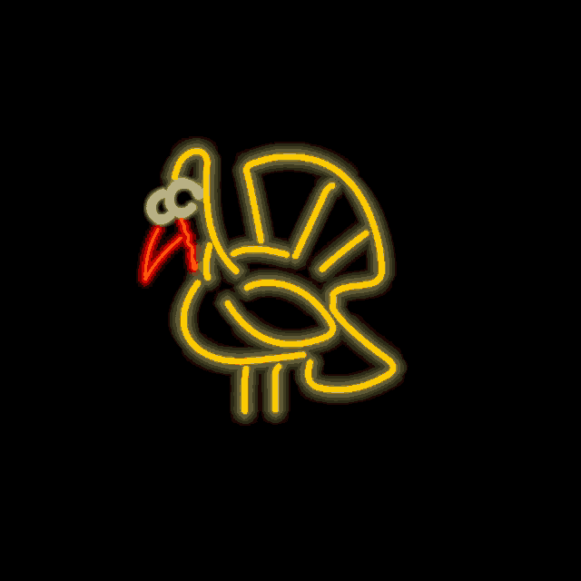 a neon sign that says happy thanksgiving
