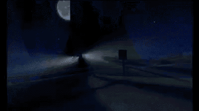 a car is driving down a highway at night .