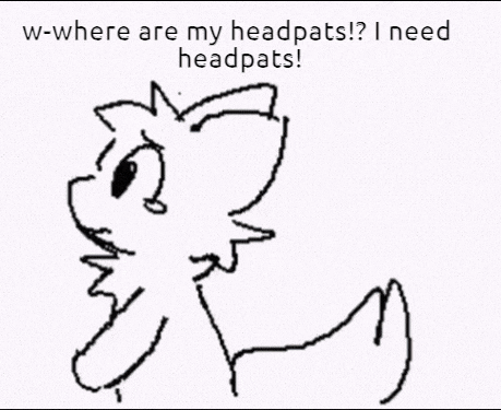 a black and white drawing of a cat with the words `` w-where are my headpats ? i need headpats ''