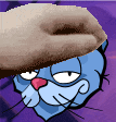 a cartoon cat is wearing a hat with a donut on it