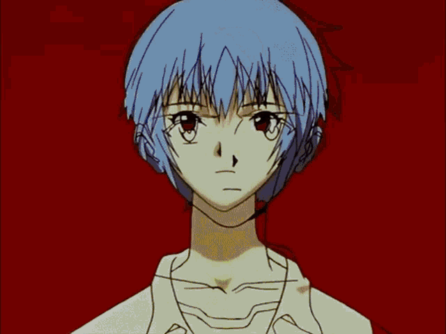 a drawing of a man with a red background and a white shirt