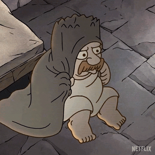 a cartoon character is wrapped in a blanket and has the word netflix on the bottom