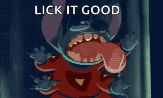a cartoon of a monster with its tongue hanging out and the words lick it good above it