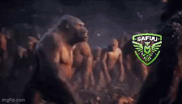 two monkeys are fighting each other in a video game and the logo for safuu is on the back of one of the monkeys .