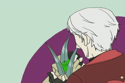 a drawing of a man holding a plant with a green leaf