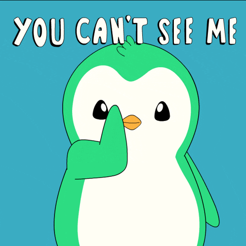 a green and white penguin with the words you can 't see me