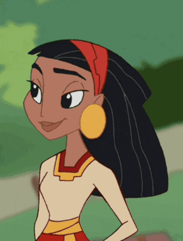 a cartoon girl wearing a headband and earrings