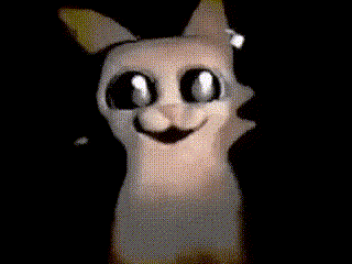 a person standing next to a stuffed cat with big blue eyes