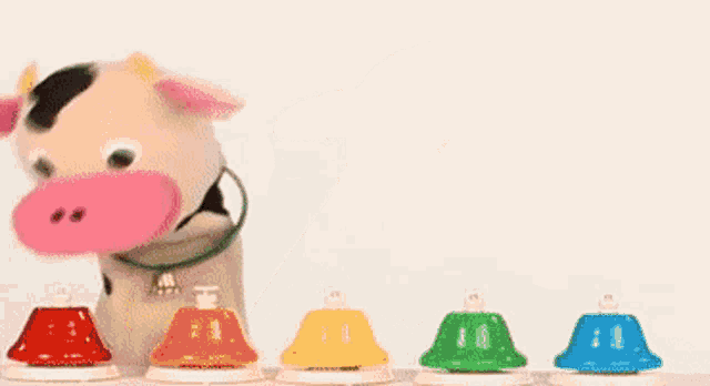 Baby Einstein Cow And Bells GIF - Baby Einstein Cow And Bells Ring The Bell GIFs
