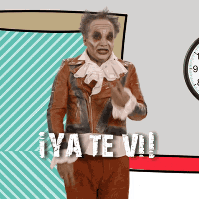 a man in a brown leather jacket says ya te va