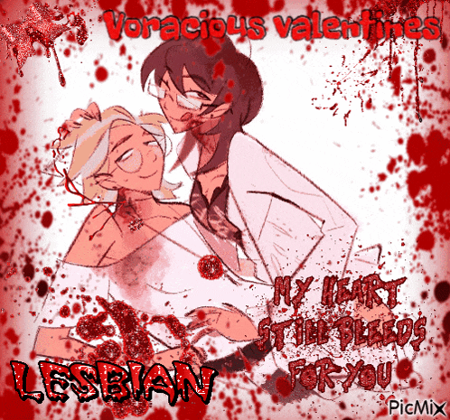 a valentine 's day card that says voracious valentines and lesbian