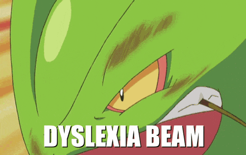 a green lizard with the words dyslexia beam written on it