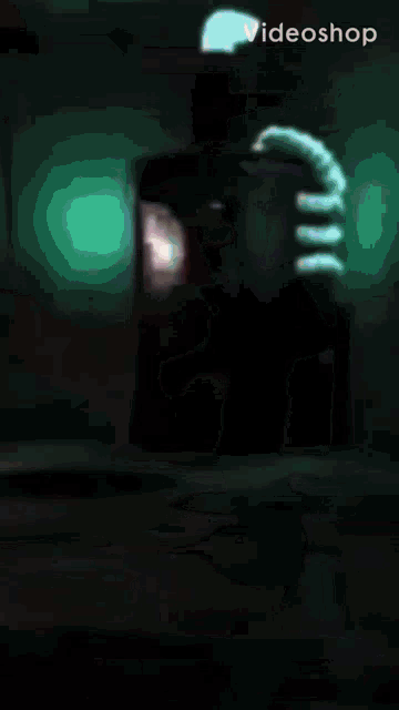 a blurred image of a cartoon character with the words videoshop at the top