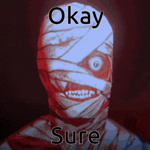 a picture of a person with bandages on their face and the words okay sure on the bottom