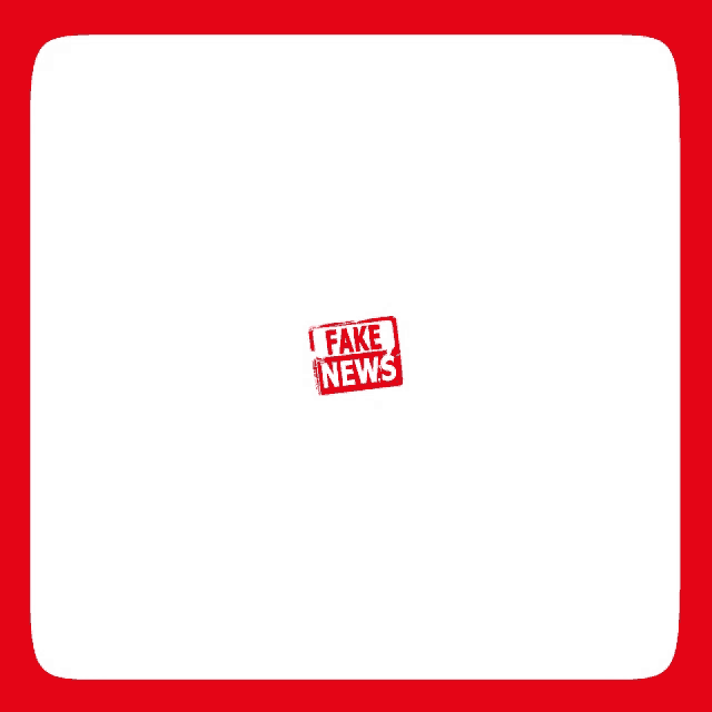 a red and white stamp that says fake news on it
