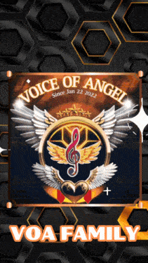 a sign that says " voice of angel " on it