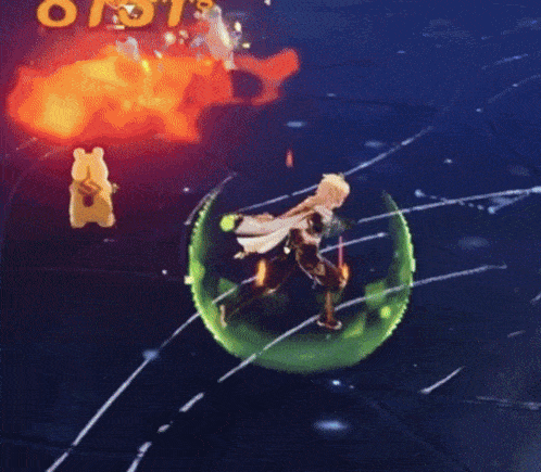 a video game character is being attacked by a monster and the number 1438 is visible in green letters