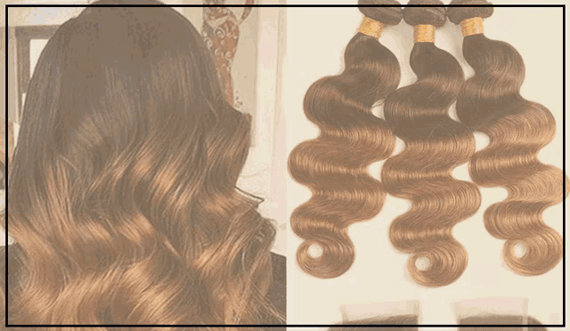 a woman 's hair is shown next to a bunch of hair
