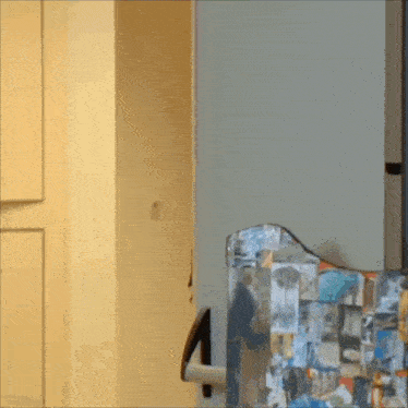 a door with a collage of photos on it