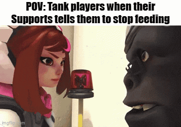 a cartoon of a girl and a gorilla with the caption pov tank players when their supports tells them to stop