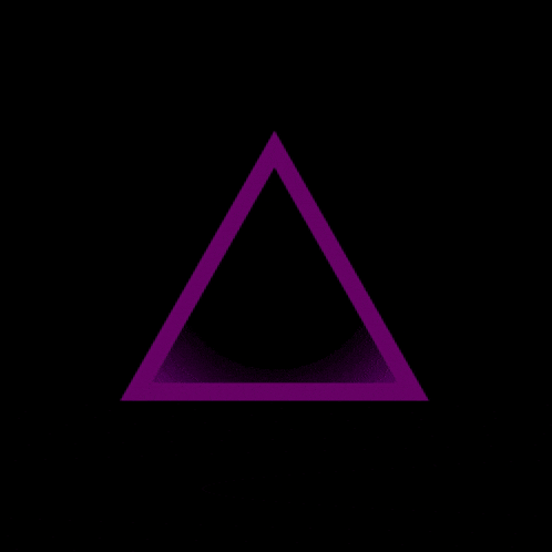 a purple triangle with the letters p l 369 and a cross on it