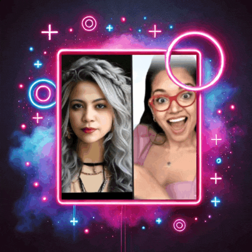 a picture of a woman with glasses and a picture of another woman with gray hair