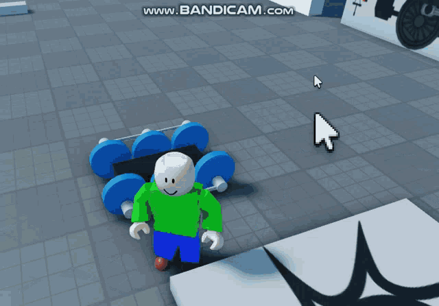 a cartoon character is pulling a wagon with a train in the background and the website www.bandicam.com is displayed