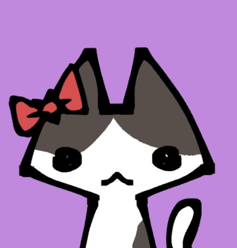 a cat with a red bow on its head